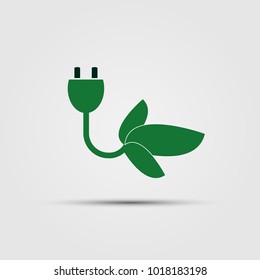 Ecology concept with electric.green power plug- vector illustration 