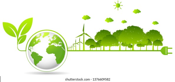 Ecology concept and Environmental ,Banner design elements for sustainable energy development, illustration