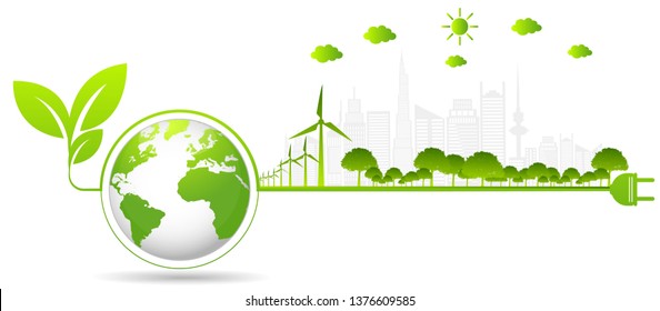Ecology concept and Environmental ,Banner design elements for sustainable energy development, illustration