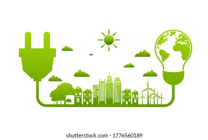 Concepto de ecología y medio ambiente, elementos de diseño de pancarta para el desarrollo de energía sostenible, ilustración de vectores