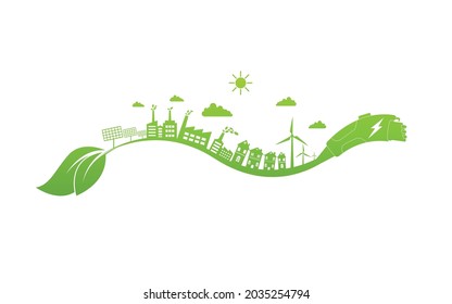 Ecology concept and Environmental ,Banner design elements for sustainable energy development, Vector illustration