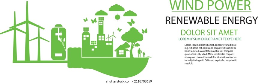 Ecology concept and Environmental ,Banner design elements for sustainable energy development, Vector illustration

