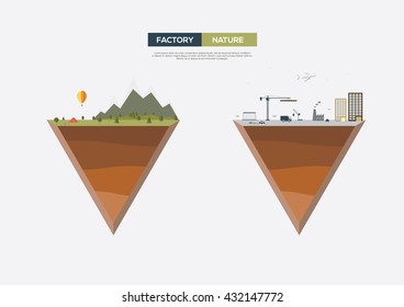 Ecology concept  flat style. Vector illustration.