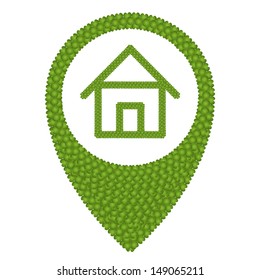 Ecology Concept, Fresh Green Four Leaf Clover Forming Map Pin Icon or Straight Pin Isolated on White Background 