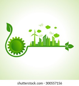 Ecology concept with gear icon  - vector illustration
