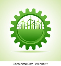 Ecology concept - gear with wind mill stock vector