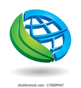 Ecology concept  with globe and leaf