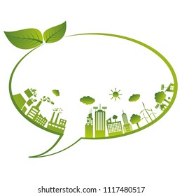 Ecology concept with green city