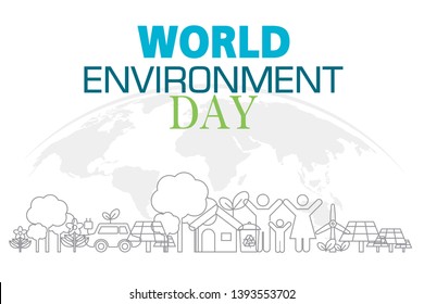 Ecology concept with green city. World environment concept.