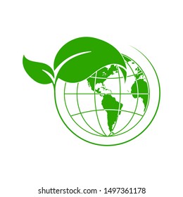 Ecology concept. Green earth. Flat style. isolated. on white background 