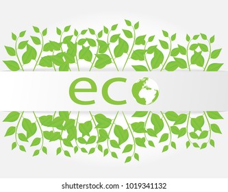 Ecology concept. Green earth ,Green leaf paper art. white background,Vector