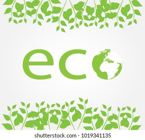 Ecology concept. Green earth ,Green leaf paper art. white background,Vector