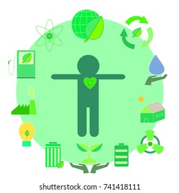 ecology concept and green energy system in  illustration ,vector form.