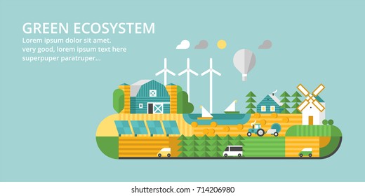 Ecology concept. Green farm. Good ecosystem.