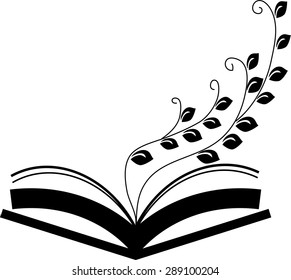 Ecology concept, Green paper tree growing from an open book