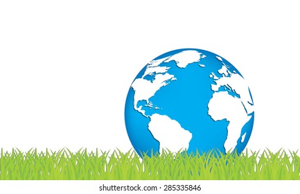 Ecology concept of green planet. Vector illustration