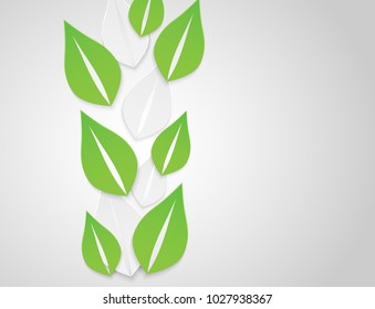 Ecology concept. Green-white leaf paper art,Vector
