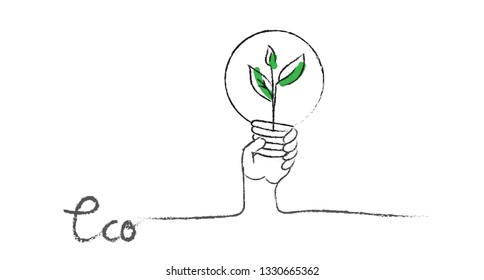Ecology concept hand draw ,save the environment