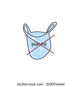 ecology concept. hand drawn doodle ecology elements. no to plastic bags, safe planet. isolated vector illustration