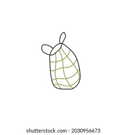 ecology concept. hand drawn doodle ecology elements. string bag icon, use less plastic, go green, safe planet. isolated vector illustration