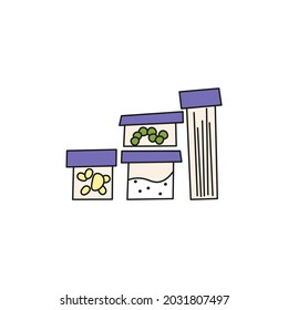 ecology concept. hand drawn doodle ecology elements. food storage containers. isolated vector illustration