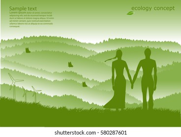 Ecology concept ,Hand protection global Environmentally friendly world. Vector illustration
