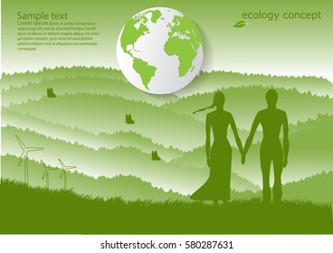 Ecology concept ,Hand protection global Environmentally friendly world. Vector illustration
