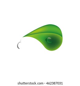  ecology concept icon with glossy green leaves.
