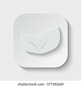 ecology concept icon with leaves vector icon - paper illustration
