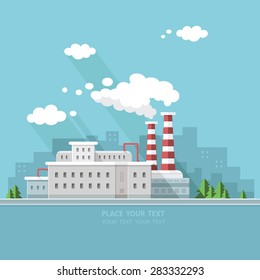 Ecology Concept - industry factory. Flat style vector illustration.