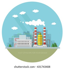 Ecology Concept - industry factory. Flat style vector illustration.