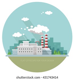 Ecology Concept - industry factory. Flat style vector illustration.