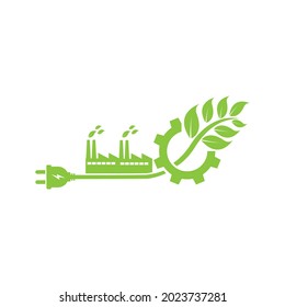 Ecology concept with industry gear icon isolated on white background. Vector illustration