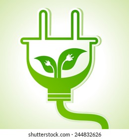 Ecology Concept - Leaf with electric plug stock vector