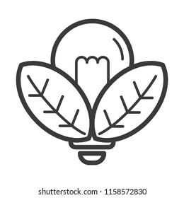 ecology concept with leaf and light bulb line art icon vector template