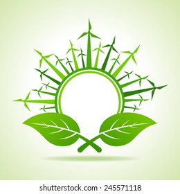 Ecology concept - Leaf with wind mill stock vector