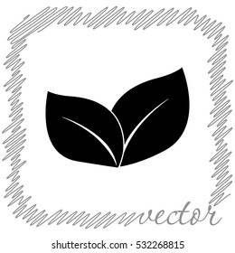 Ecology concept with leaves  black  vector icon