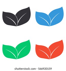 Ecology concept with leaves icon - colored vector  set