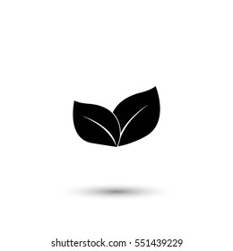 Ecology concept with leaves vector icon with round  shadow