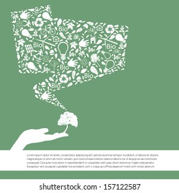 ecology concept with message bubble -vector illustration