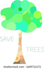 Ecology concept with multicolored tree. Save trees