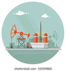 Ecology Concept - Oil industry vector illustration, Infographics. Processing of gasoline fuel. icons for your design