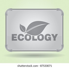 Ecology concept on advertising panel, abstract illustration with leaf and text