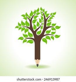 Ecology concept - Pencil make a tree stock vector 