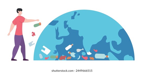 Ecology Concept of Pollution the Earth, flat design vector illustration, for graphic and web design 