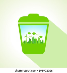 Ecology concept with recycle bin - vector illustration 