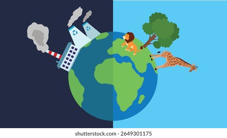 Ecology concept, save the planet. Vector illustration in flat style