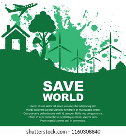 ecology concept, save world background, vector illustration