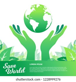 Ecology Concept. Save World Vector Illustration