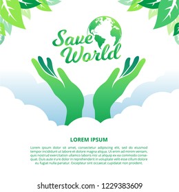 Ecology Concept. Save World Vector Illustration